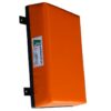 Rechteckiges Wandschlagpolster in Orange mit hochwertiger Stahlhalterung für die Wand.