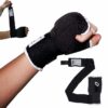 Easy Wrap Schlupfbandagen in Schwarz mit Polsterung und angenähter Bandage, ideal für Kampfsport.