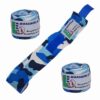 Blau-Weißes Camouflage-Design für halbelastische Boxbandagen mit Daumenschlaufe und Klettverschluss.
