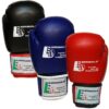 Boxhandschuhe POWER – FIT in Schwarz, Rot und Blau, aus robustem Kunstleder, Deutschland.