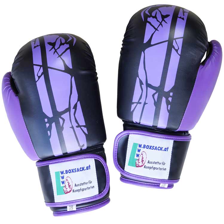Boxhandschuhe Viper BLACK PURPEL aus widerstandsfähigem Kunstleder a