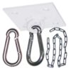 Boxsack Halterung Set mit 4 Löchern in Weiß, inklusive Karabinerhaken und Kette, ideal für Deutschland.