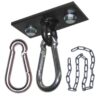 Boxsack Halterung Set mit 2 Löchern in Schwarz, inklusive Karabinerhaken und Kette, ideal für Deutschland.