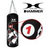 Boxsack Sparring PRO von HAMMER SPORT, schwarz mit Zielmarkierungen in Weiß und Rot, auf weißem Hintergrund.