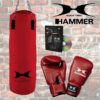 Boxsack-Set mit rotem Boxsack, Boxhandschuhen und Trainings-DVD von Hammer Sport, perfekt für das Heimtraining in Deutschland.