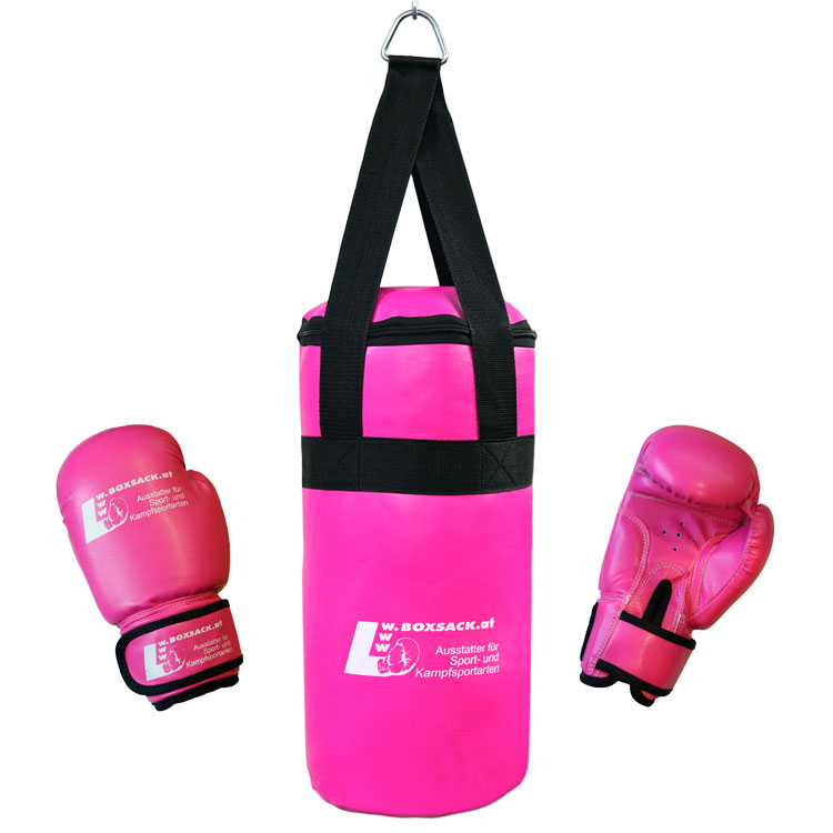 Junior Box-Set Boxsack mit Handschuhe pink