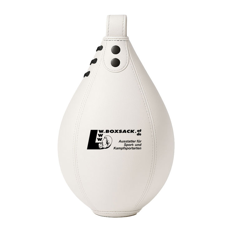 Weiße Echtleder-Speedball für effektives Boxtraining, ideal zur Verbesserung von Geschwindigkeit und Reaktion.