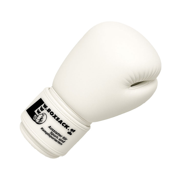 Weißer Impact X Red Boxhandschuh aus Premium-Rindsleder mit ergonomischer Polsterung.