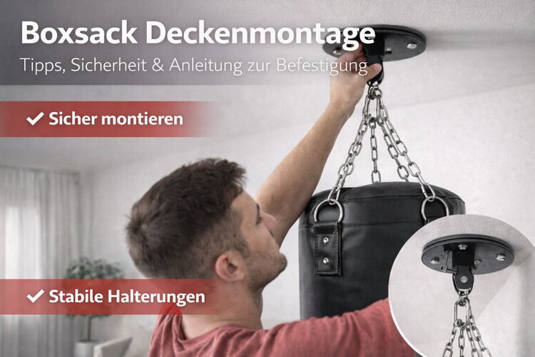 Boxsack Deckenmontage mit stabiler Deckenhalterung und Kettenbefestigung