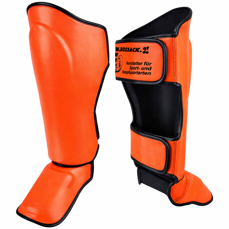 Schienbeinschoner Neon aus Rindsleder Orange