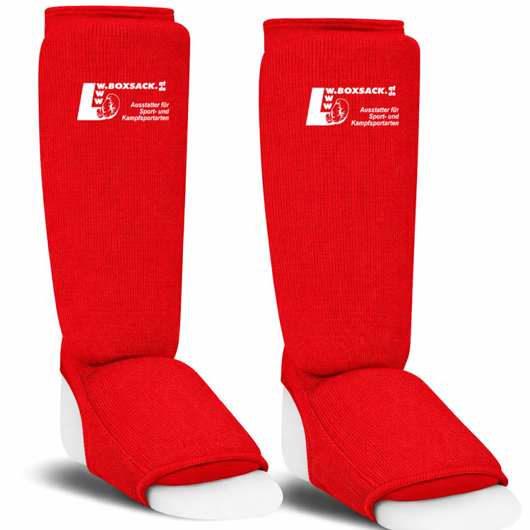 Schienbeinschoner mit Ristschutz - elastisch - gepolstert -rot ( 1 Paar )