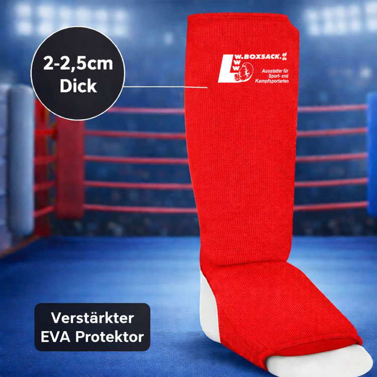 Alternative view of Schienbeinschoner mit Ristschutz - elastisch - gepolstert -rot ( 1 Paar )