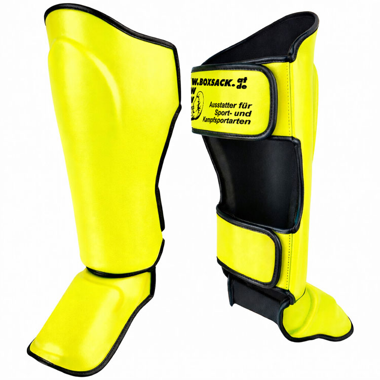 Schienbeinschoner Neon aus Rindsleder Gelb